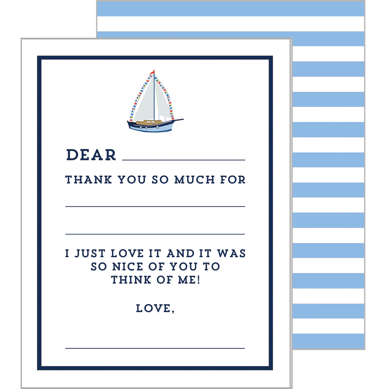 In Stock Fill In the Blank Flat Notecards | Sailboat