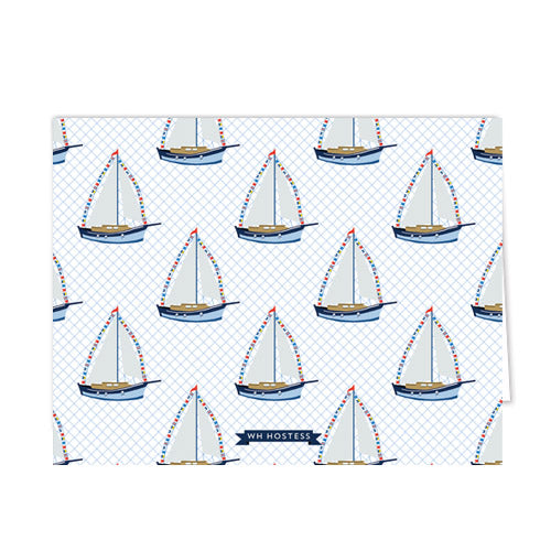 Sailboat with Nautical Flags Personalized Folded Notecards