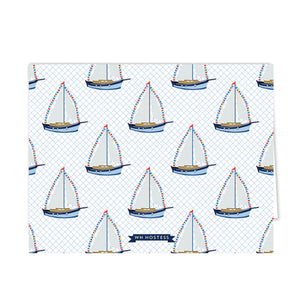 Sailboat with Nautical Flags Personalized Folded Notecards