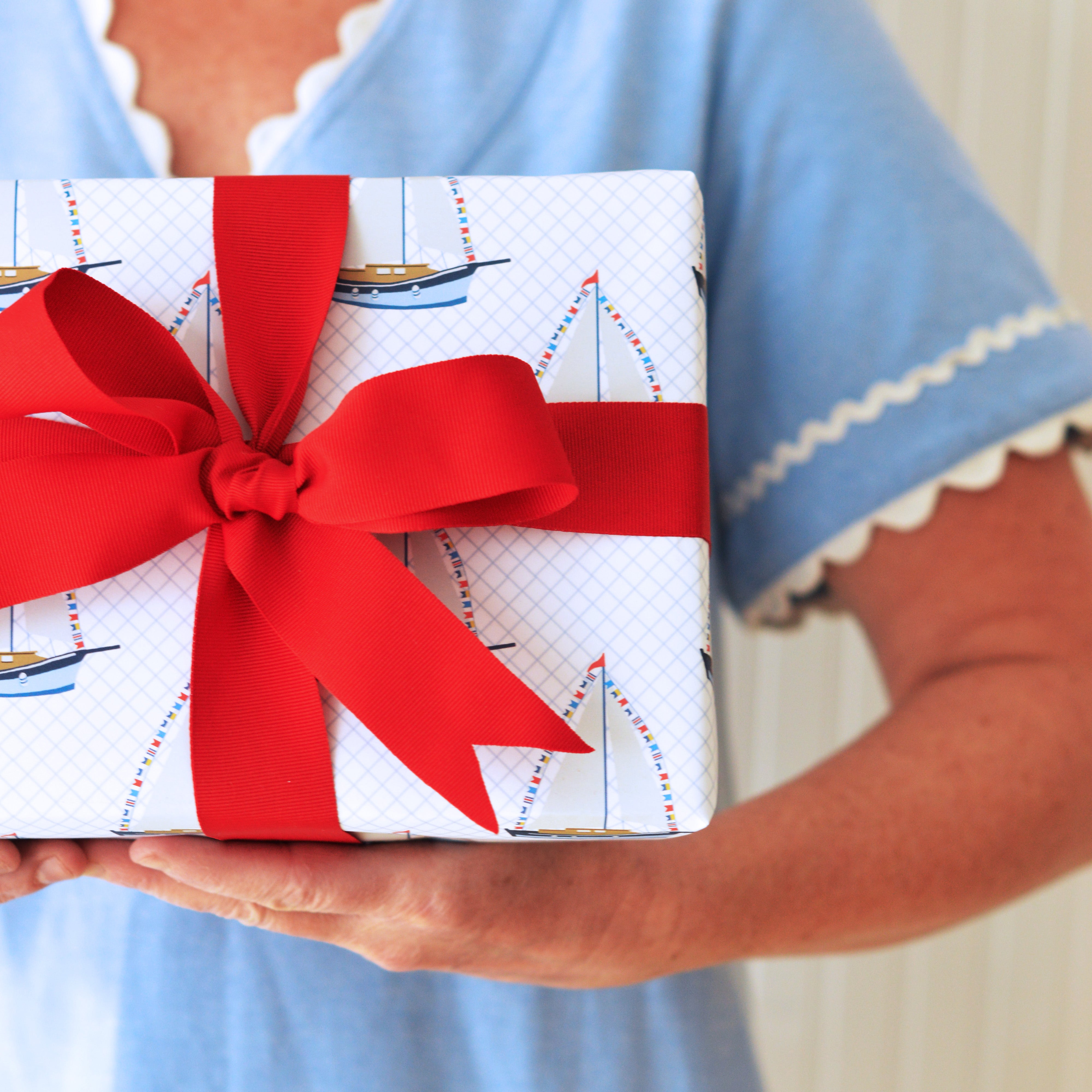 Gift Wrap Sheets  Sailboats - WH Hostess Social Stationery