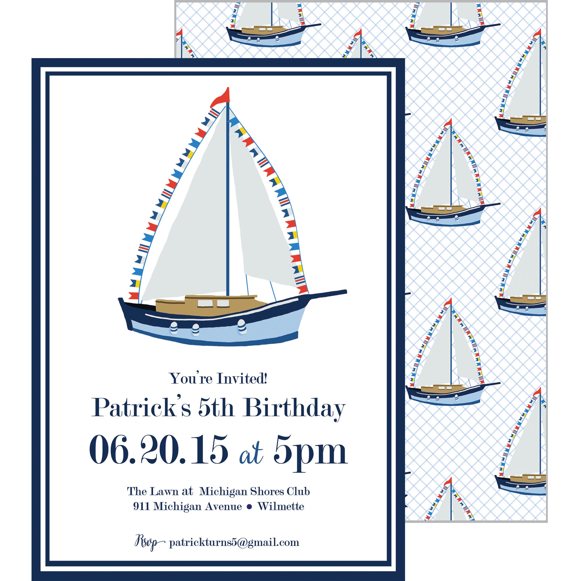 Sailboat with Nautical Flags Party Invitation