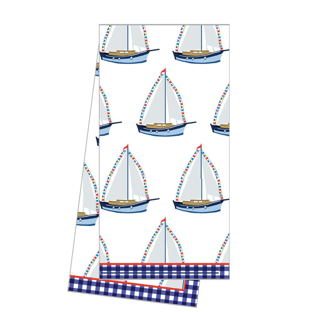 SALE!! WH Hostess Cotton Tea Towel | Sailboats