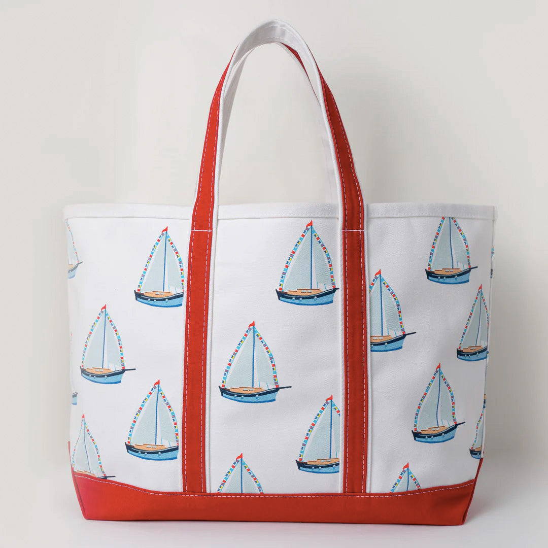 Crab & Cleek x WH Hostess Canvas Boat Tote | Sailboat