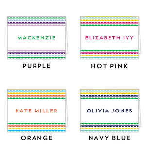 Scallop Banner Personalized Folded Notecards - More Colors