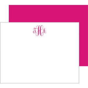 Script Monogram Personalized Flat Notecards - More Color Options
