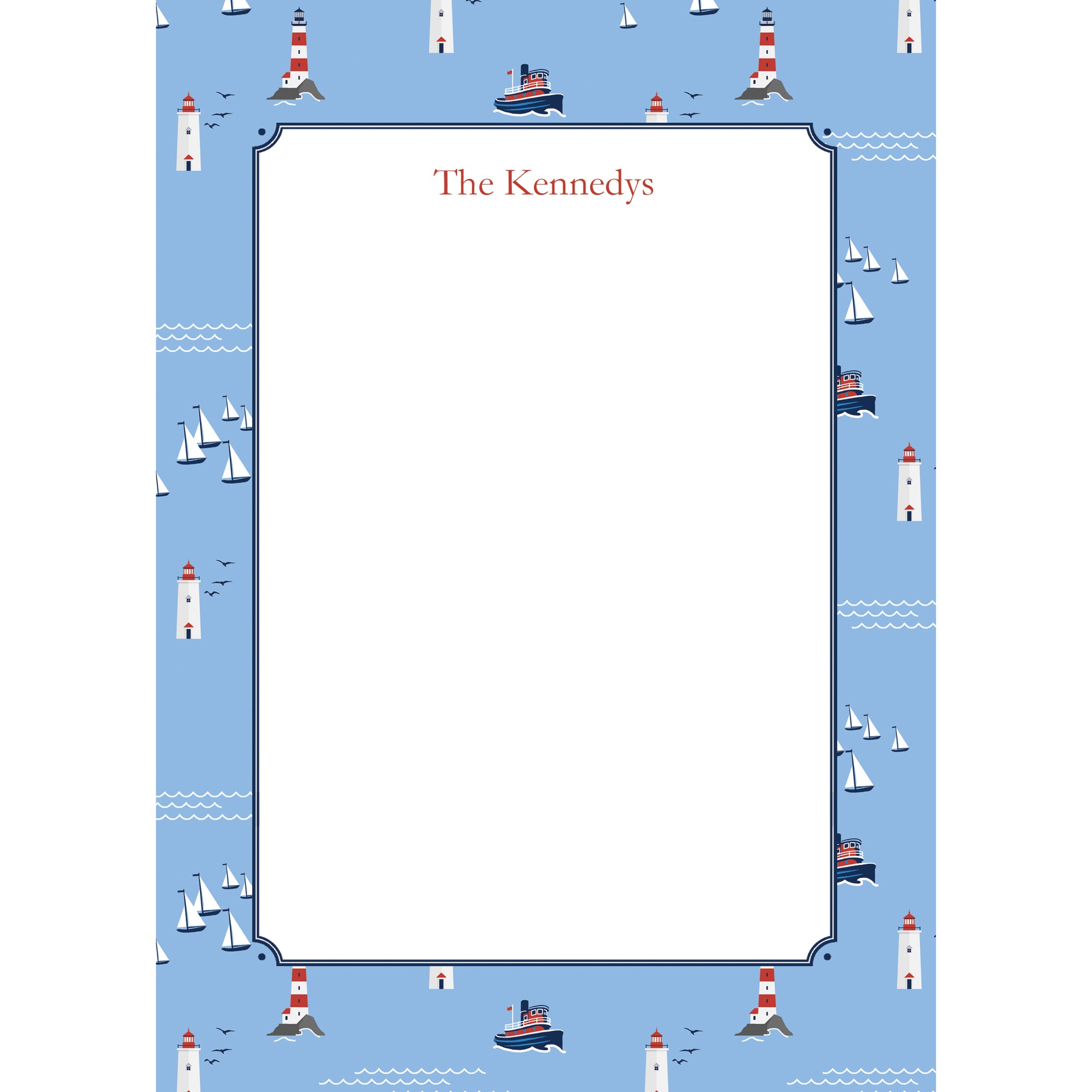 Seaside Nautical Toile Personalized Notepad