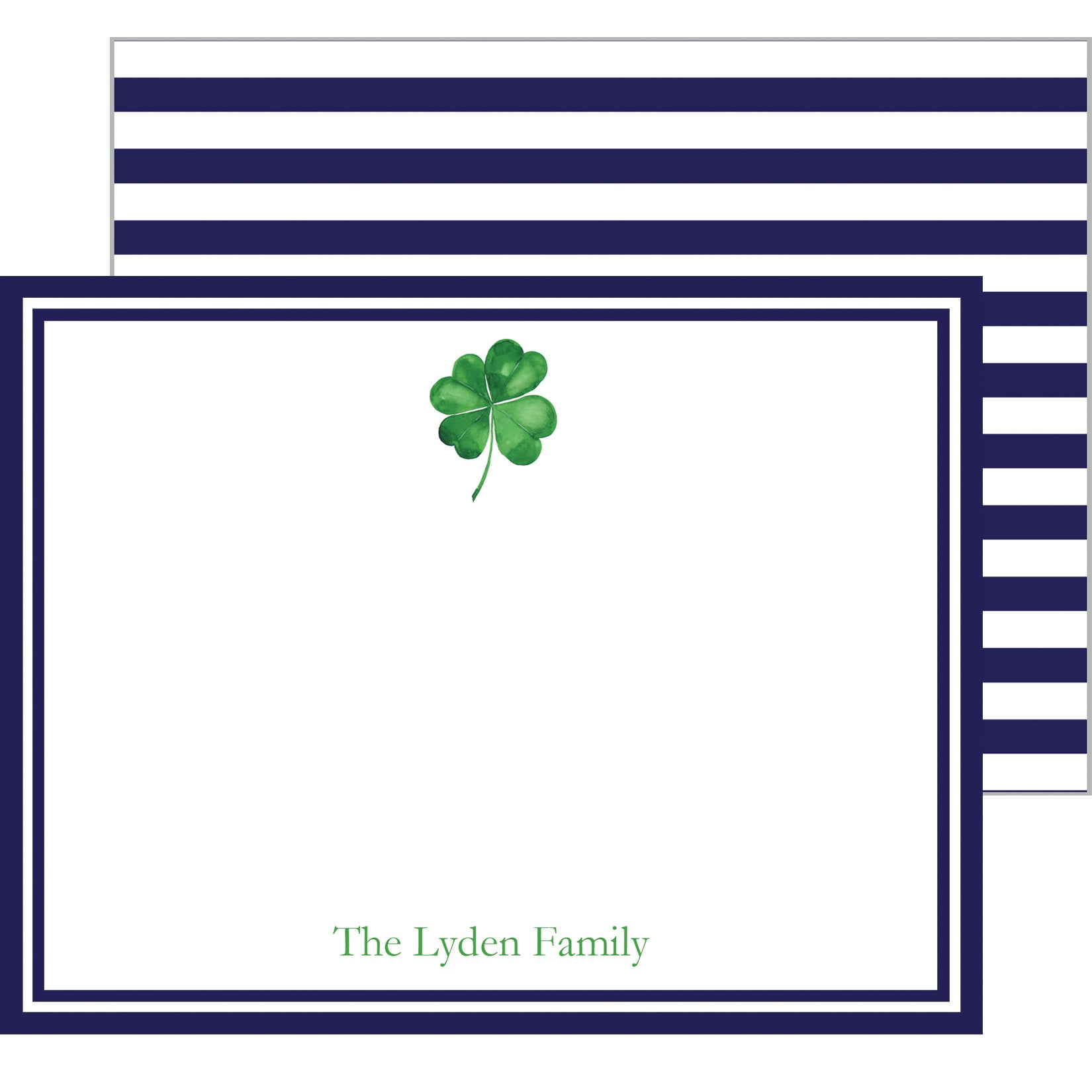 Four-Leaf Clover Shamrock Personalized Flat Notecards Wholesale