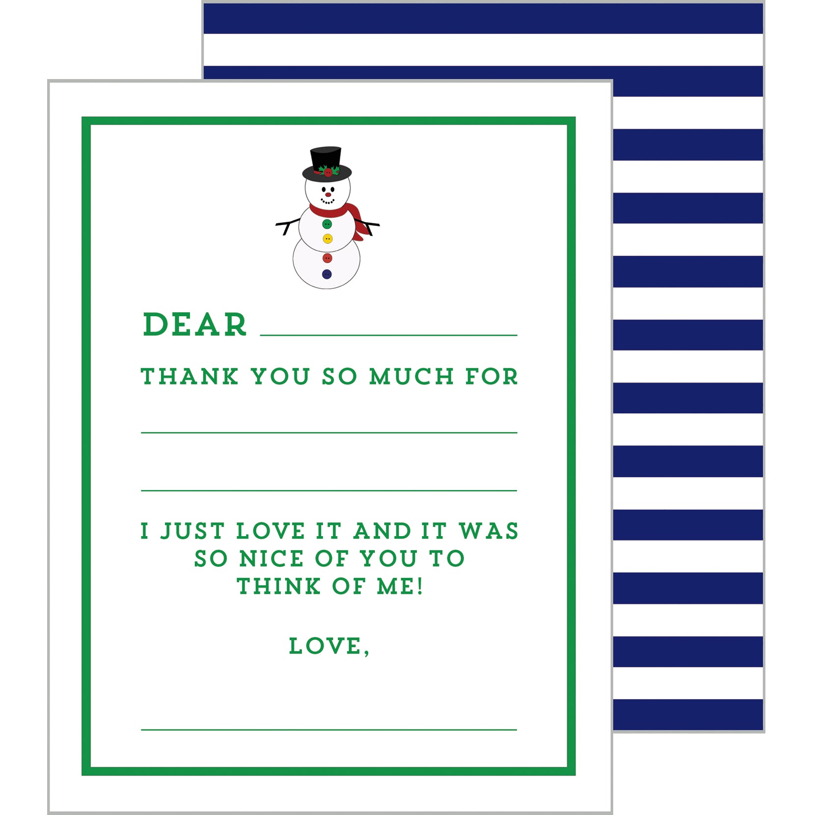 In Stock Fill In the Blank Flat Notecards | Snowman