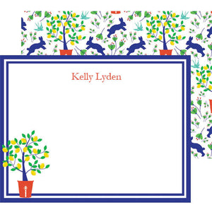 Spring Toile Personalized Flat Notecards