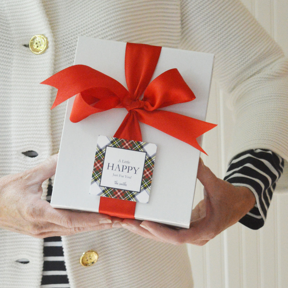 Stewart Plaid Christmas Gift Sticker | Set of 24 - WH Hostess Social ...