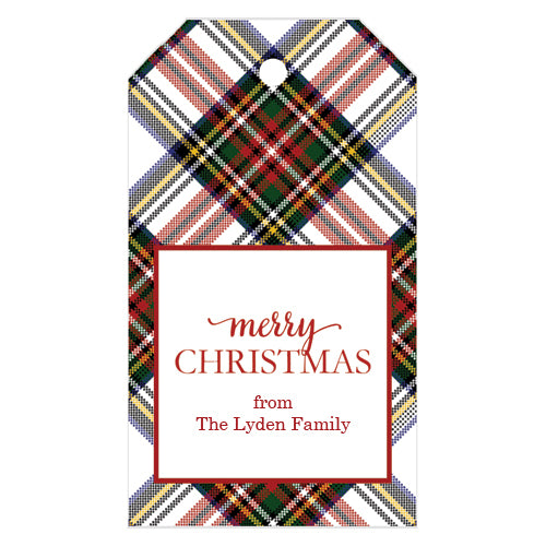 White Stewart Plaid Christmas Gift Tags