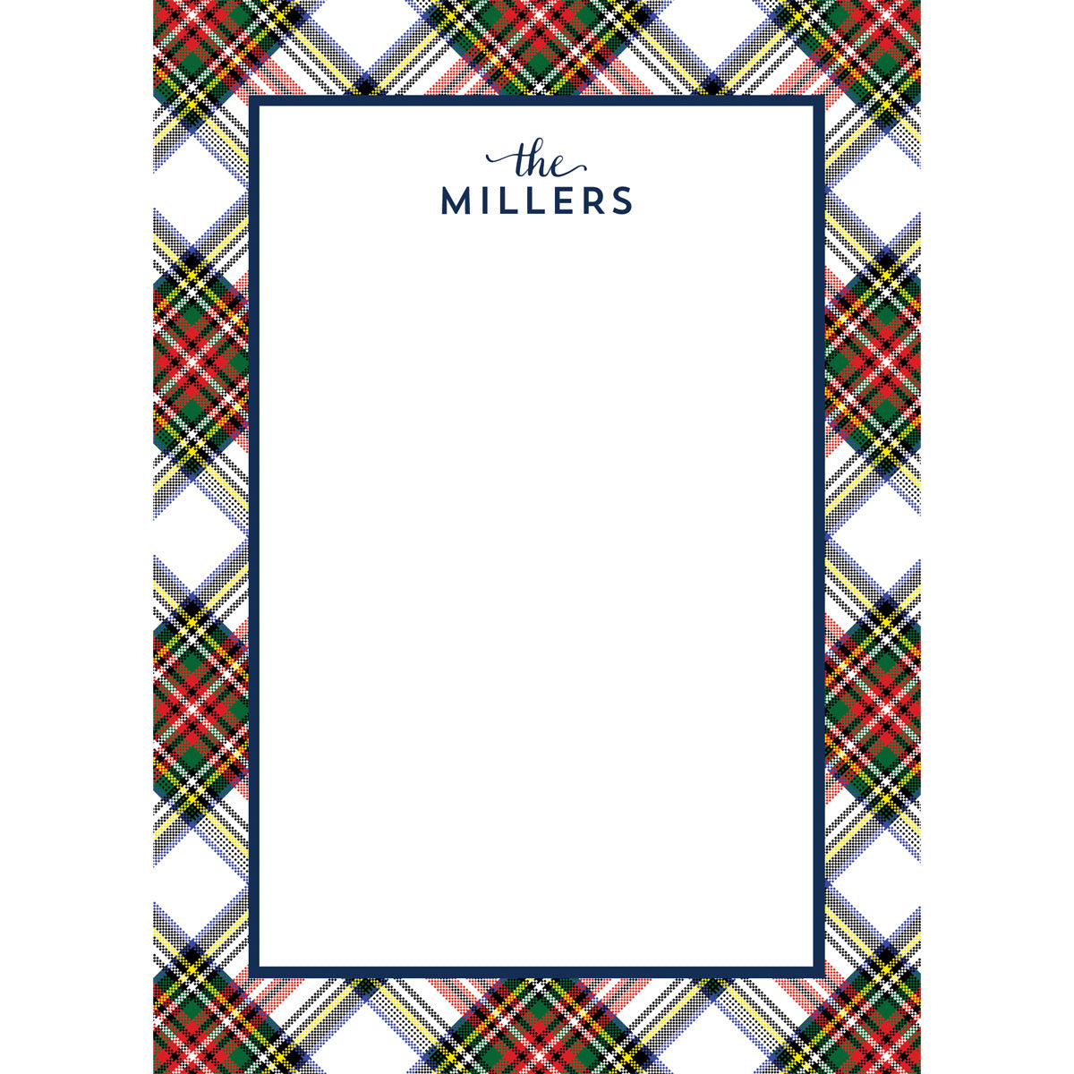 White Stewart Plaid Personalized Notepad