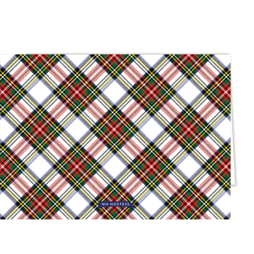 White Stewart Plaid Folded Photo Card