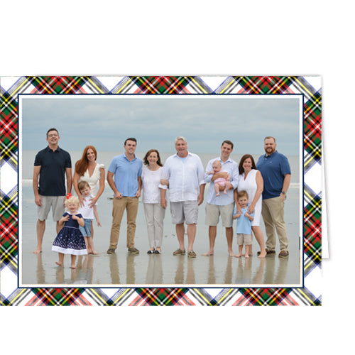 White Stewart Plaid Folded Photo Card