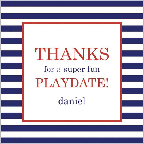 Navy Blue Stripe Gift Sticker - Set of 24 Wholesale