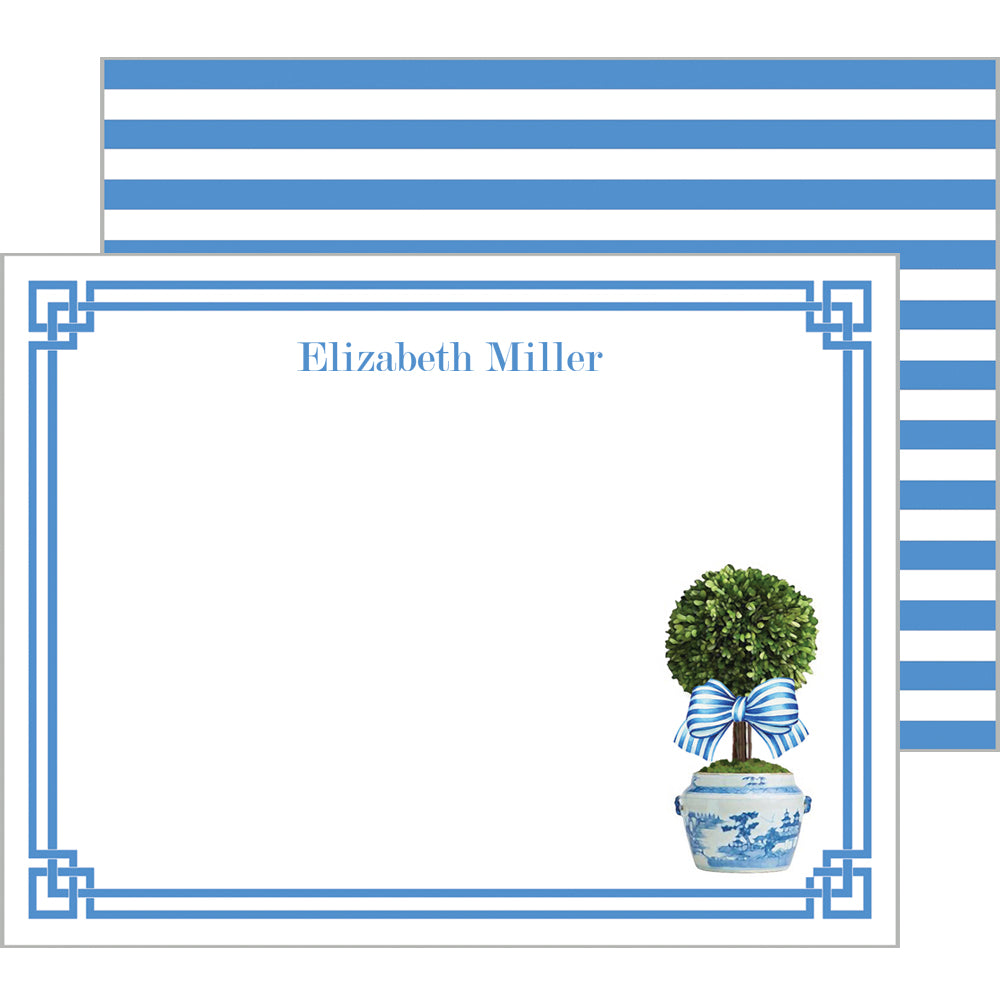 Topiary Stationery / Blue and White Stationery / Folded Thank You Cards 