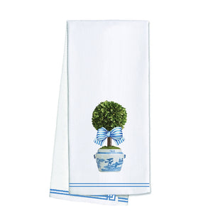 WH Hostess Cotton Tea Towel | Striped Topiary Tree