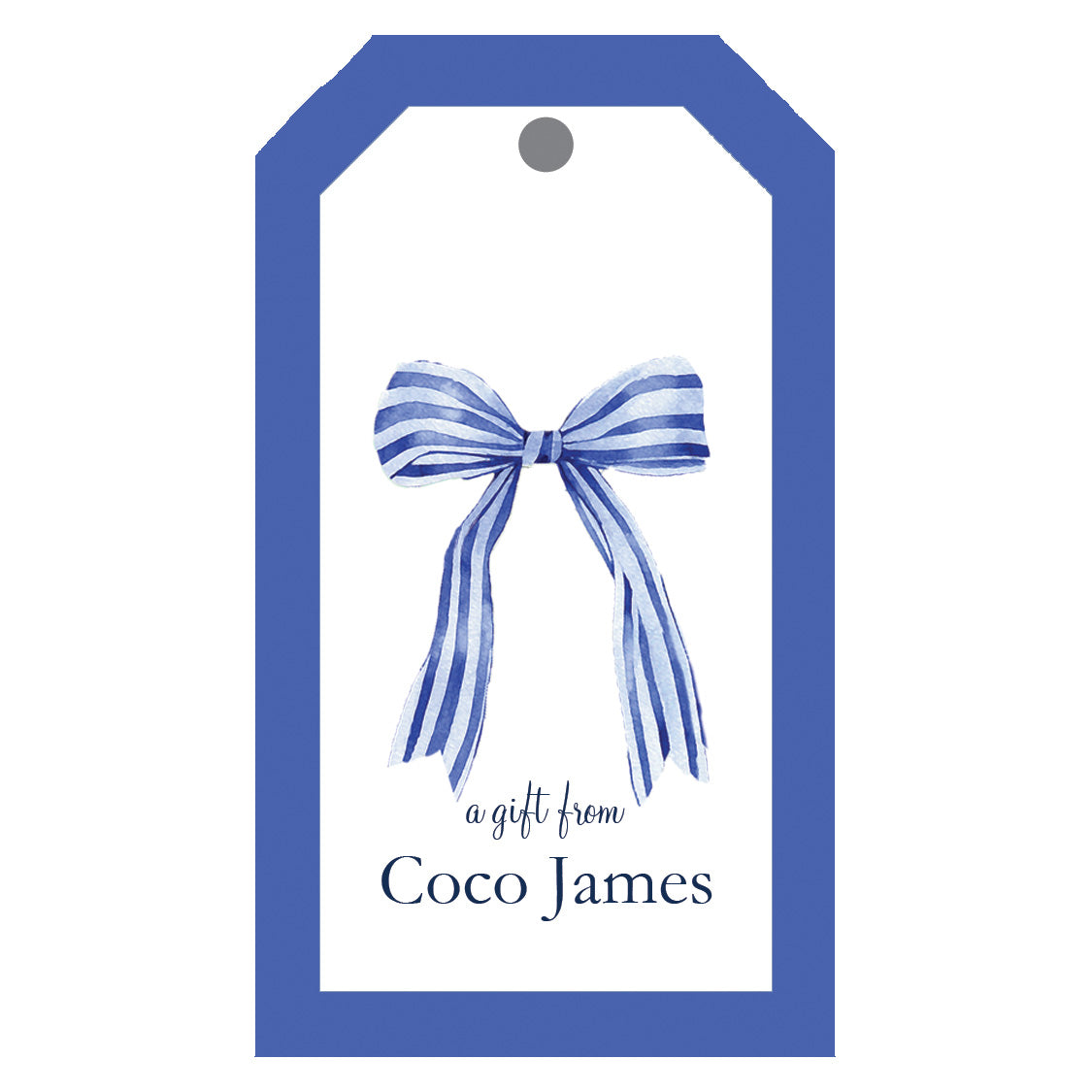 Gift Tag Blue Ribbon Blue Striped Bow Personalized Gift Tags - WH Hostess Social Stationery
