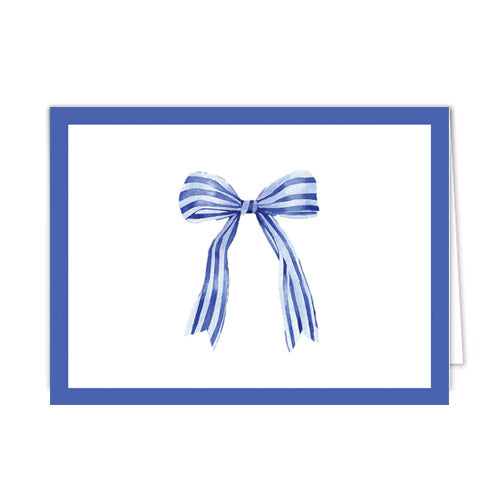 In Stock Folded Notecard Set of 10 | Striped Blue Bow