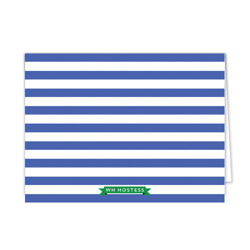 Striped Blue Bow Personalized Folded Notecards