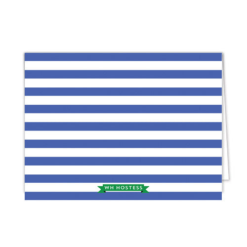 Striped Blue Bow Personalized Folded Notecards