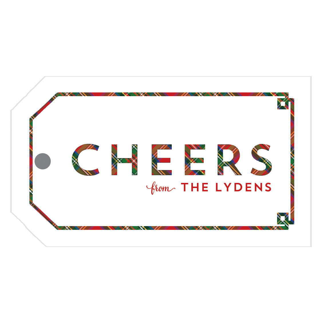 Cheers Tartan Plaid Fretwork Personalized Christmas Gift Tags