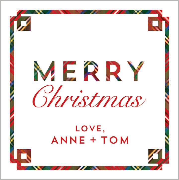 Tartan Plaid Fretwork Christmas Gift Stickers | Set of 24