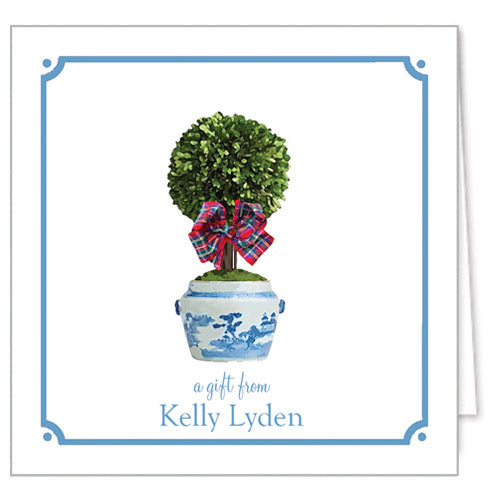 Tartan Topiary Tree Personalized Enclosure Cards + Envelopes