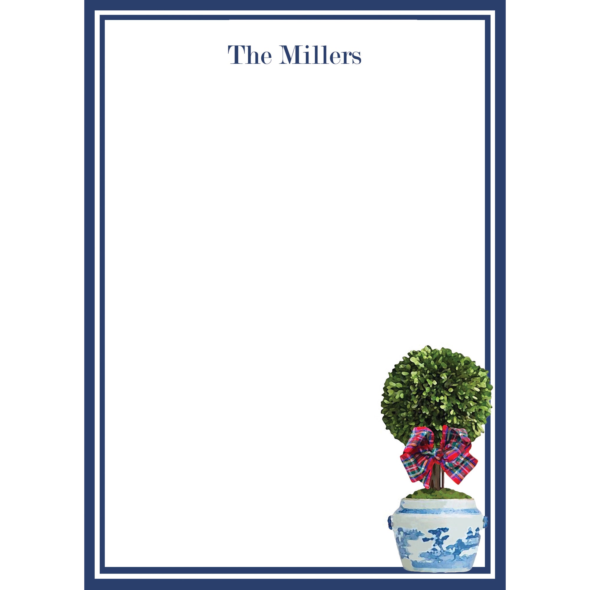 Tartan Topiary in Ginger Jar Personalized Notepad