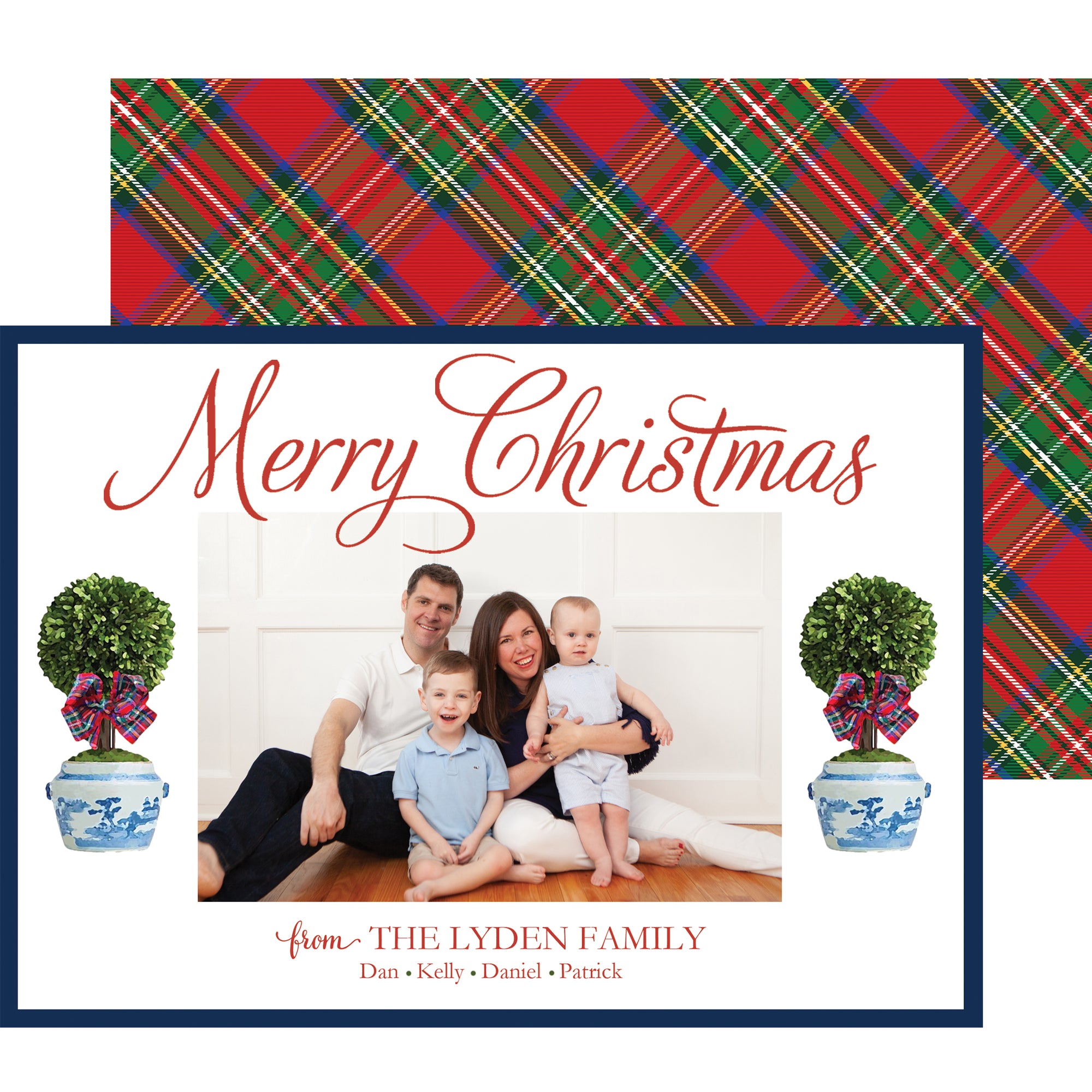 Tartan Christmas Topiary Tree Holiday Photo Card