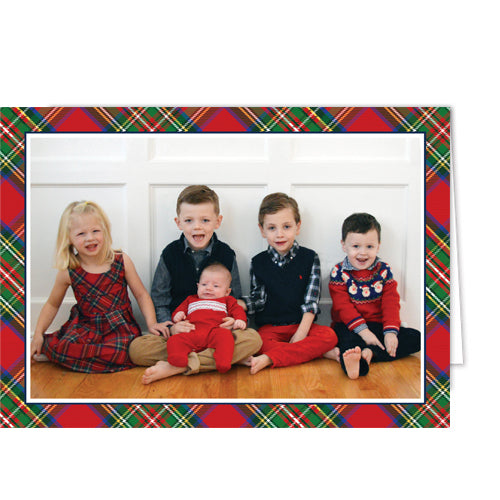 Christmas Red Tartan Folded Photo Card