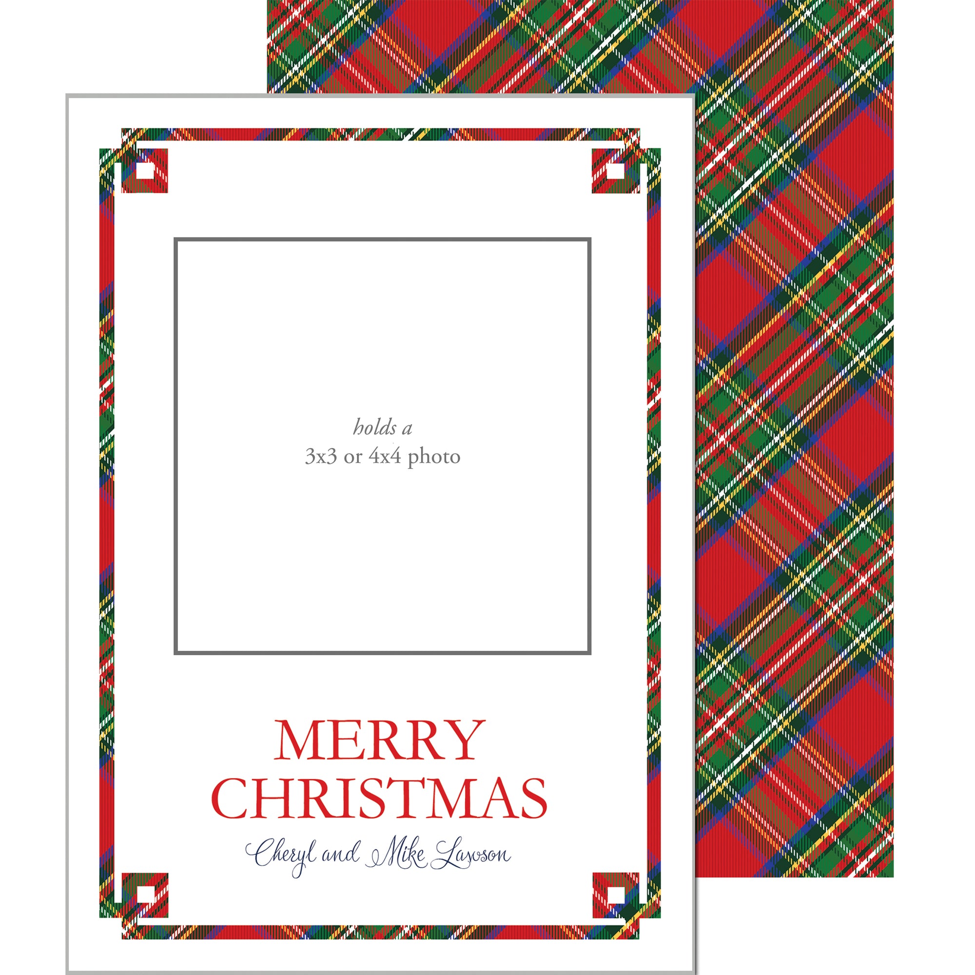 Photo Mount Holiday Photo Card | Red Tartan Fretwork