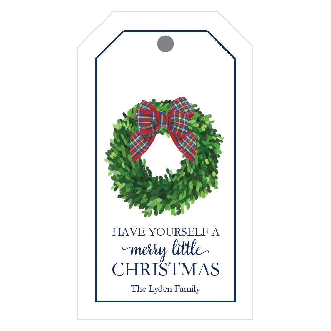 Tartan Wreath Personalized Christmas Gift Tags - WH Hostess Social  Stationery