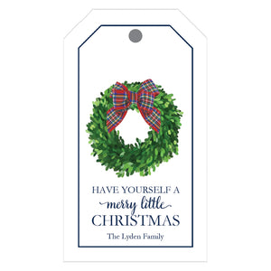 Tartan Wreath Personalized Christmas Gift Tags