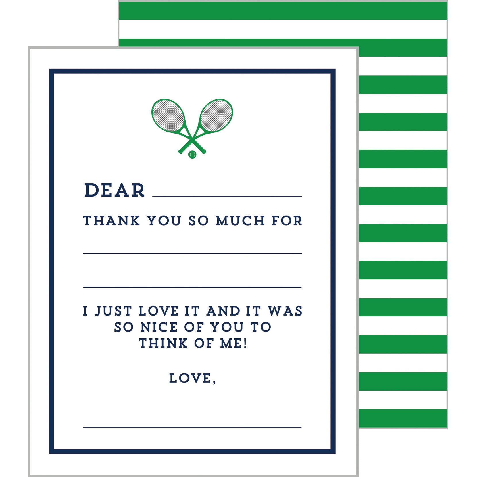 In Stock Fill In the Blank Flat Notecards | Tennis