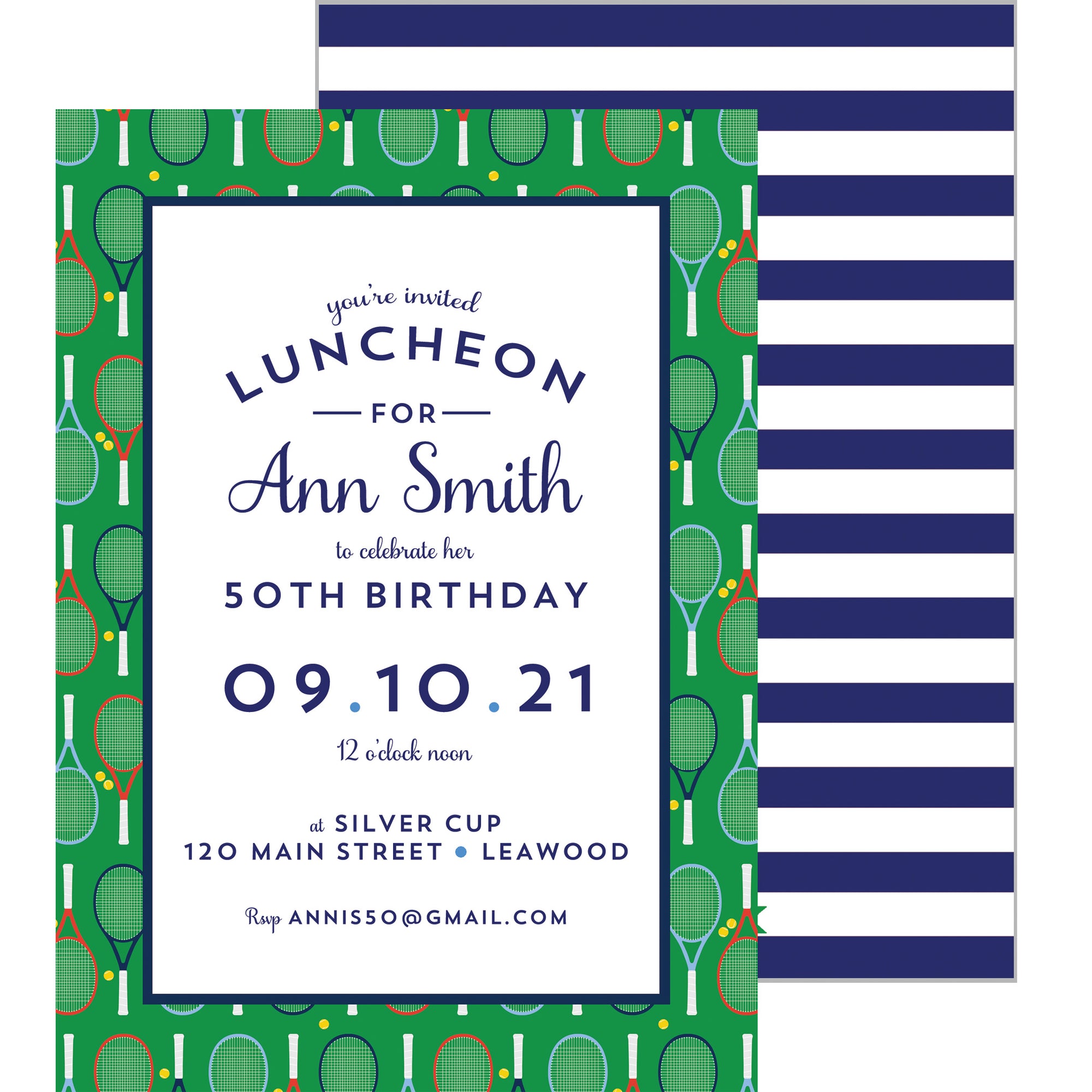 Tennis Racquets Pattern Party Invitation