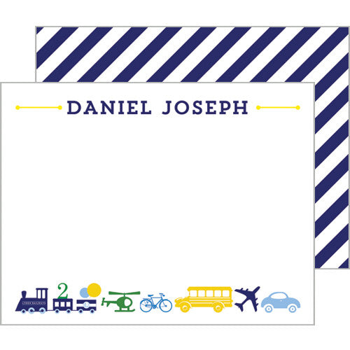 Things That Go Transportation Personalized Flat Notecards