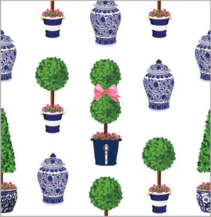 SALE!! Gift Wrap Sheets | Topiary Trees with Pink Bows