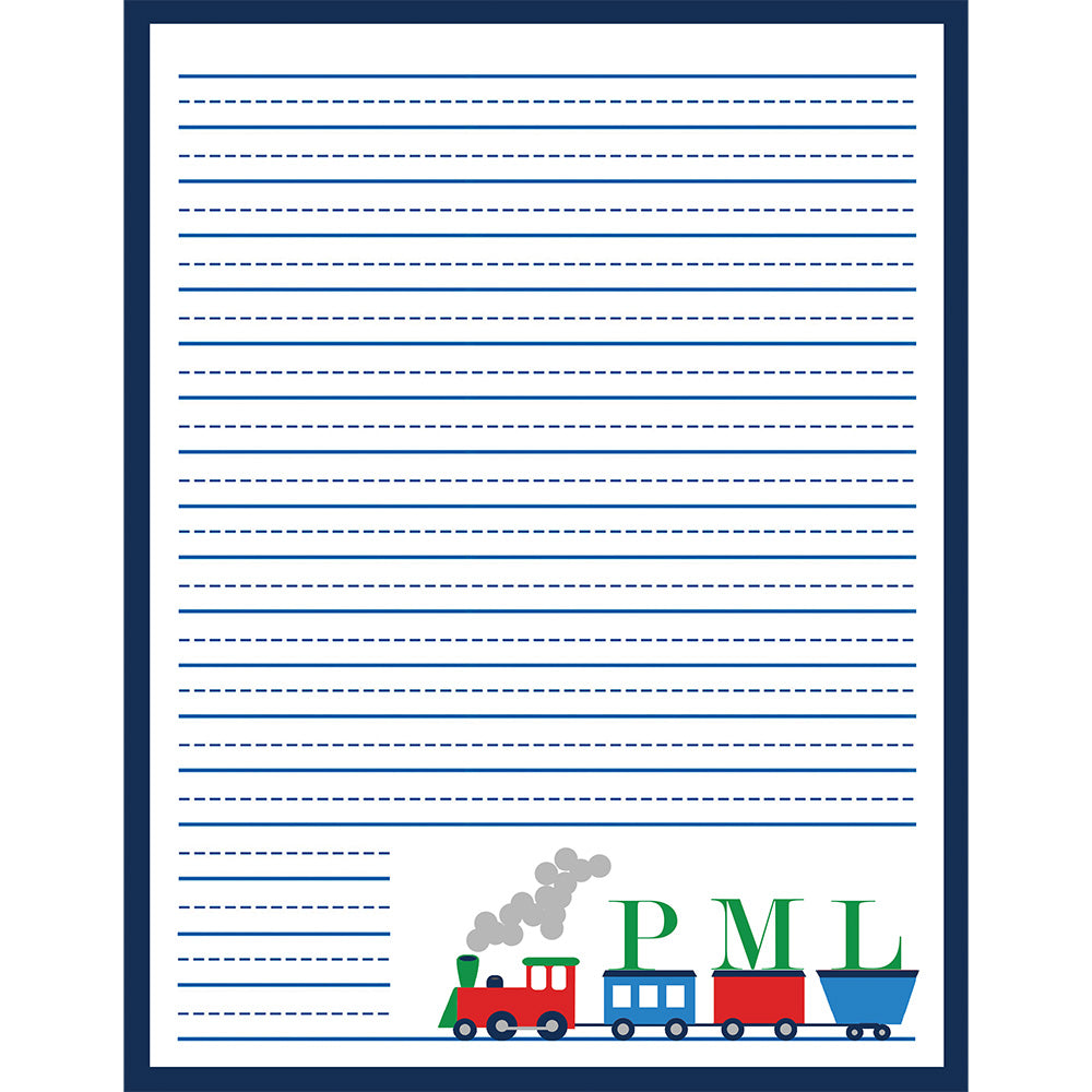 8.5x11 Monogrammed Train Lined Notepad (50 pages)