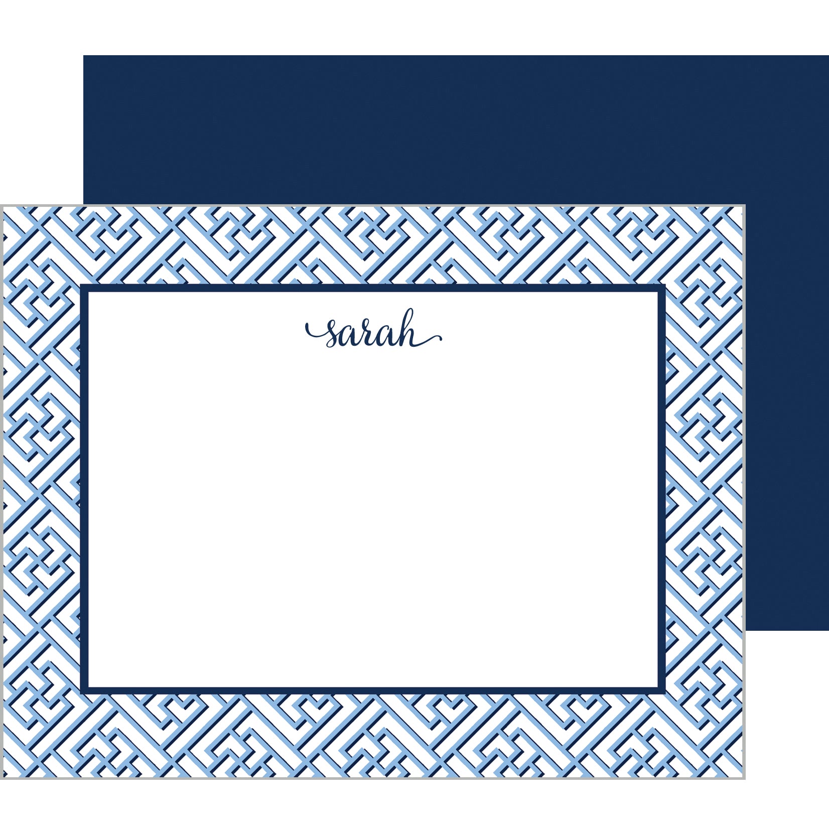Trellis Fretwork Personalized Flat Notecards | More Colors