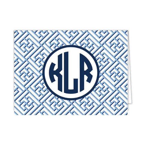 Trellis Fretwork Monogram Personalized Folded Notecards | More Colors Wholesale