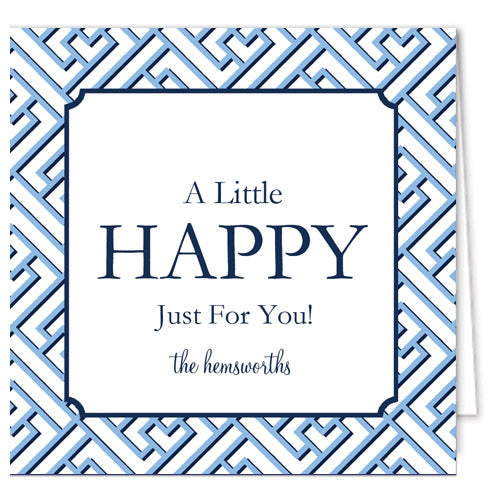 Blue Trellis Fretwork Personalized Enclosure Cards + Envelopes