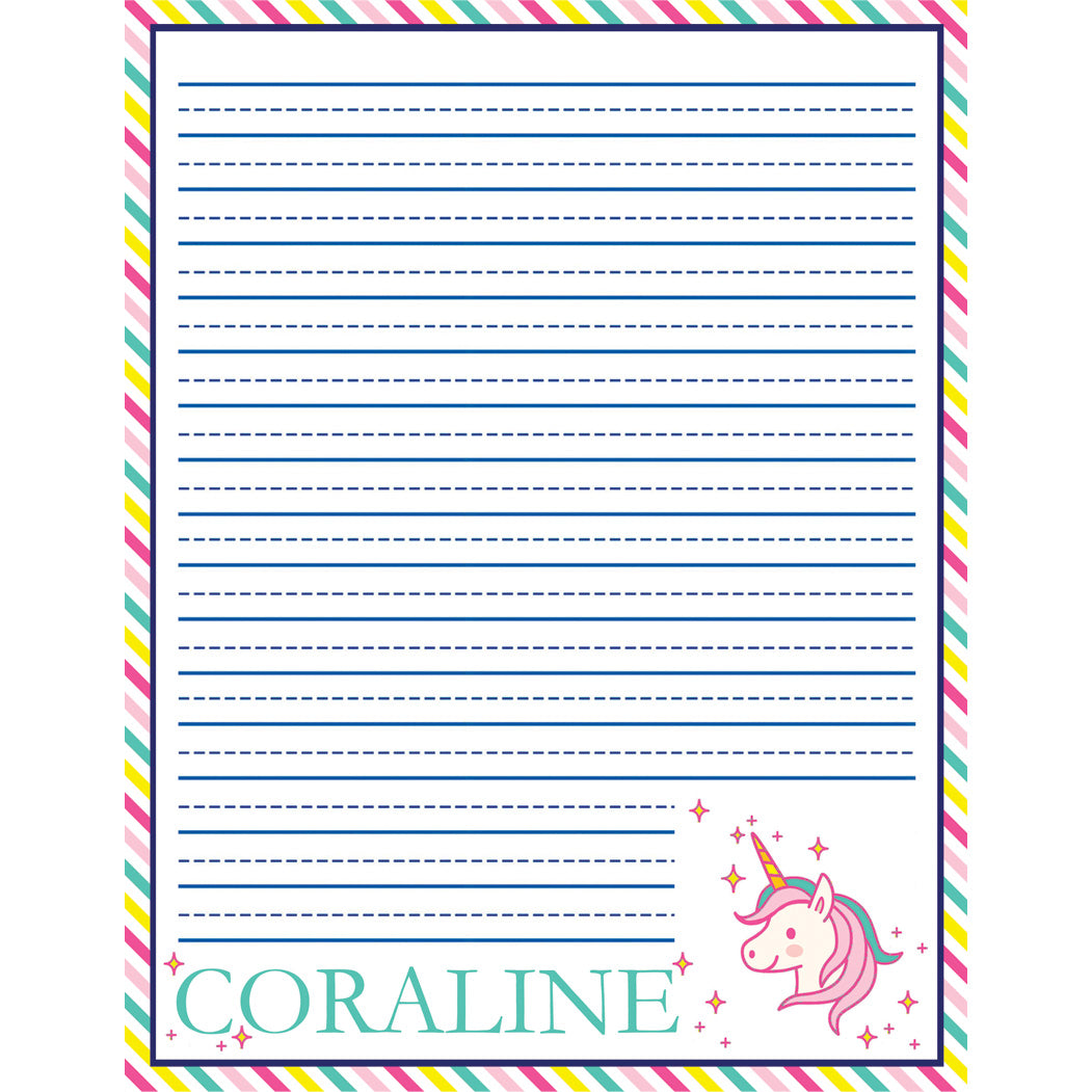 8.5x11 Unicorn Personalized Lined Notepad (50 pages)
