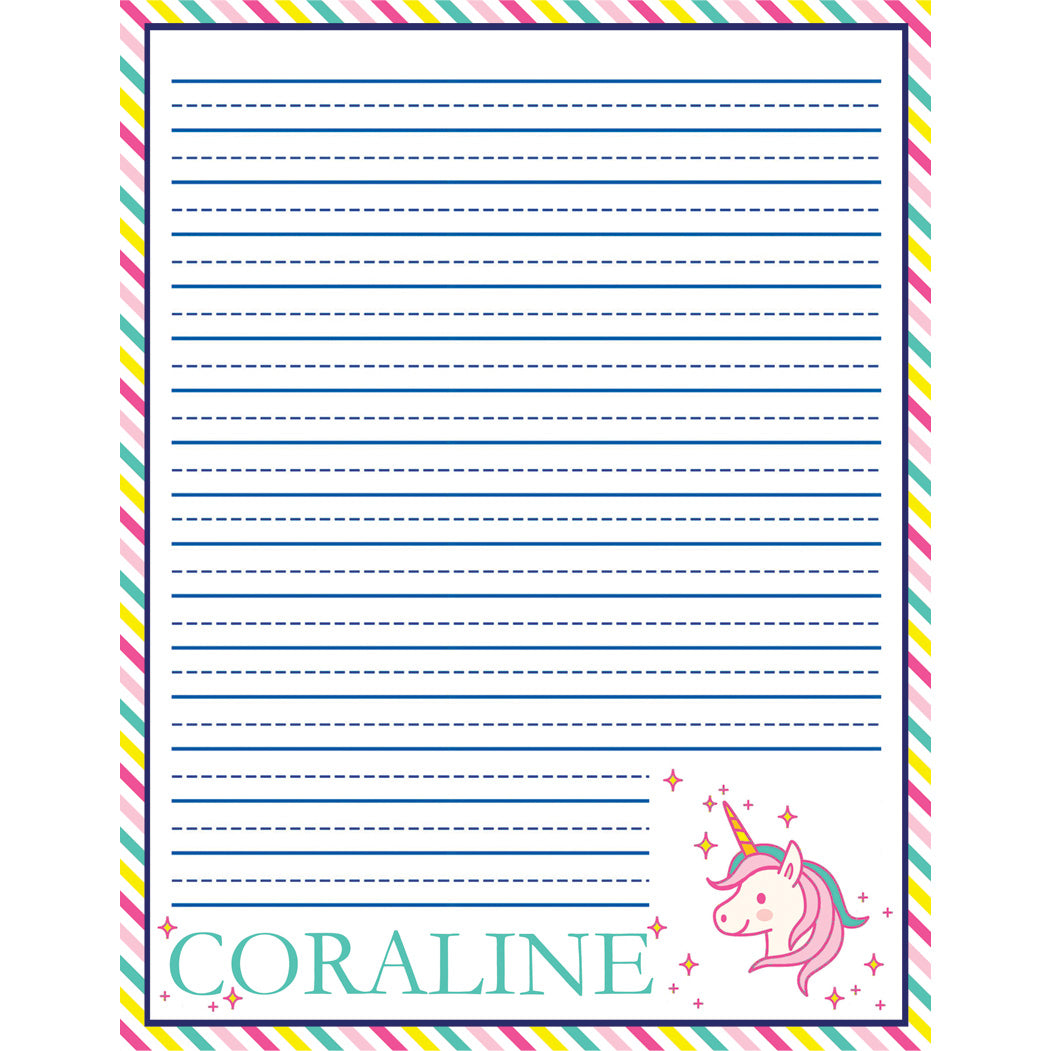 8.5x11 Unicorn Personalized Lined Notepad (50 pages)