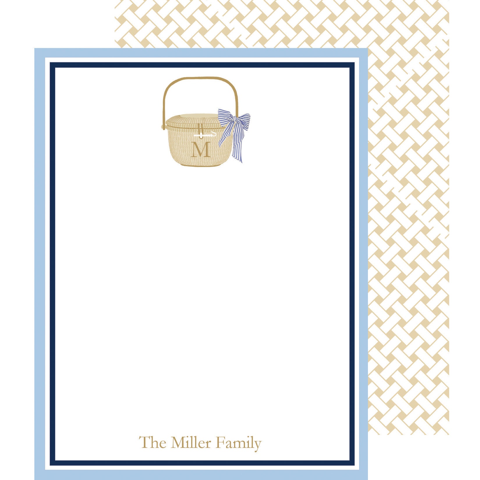 Nantucket Basket Personalized Flat Notecards