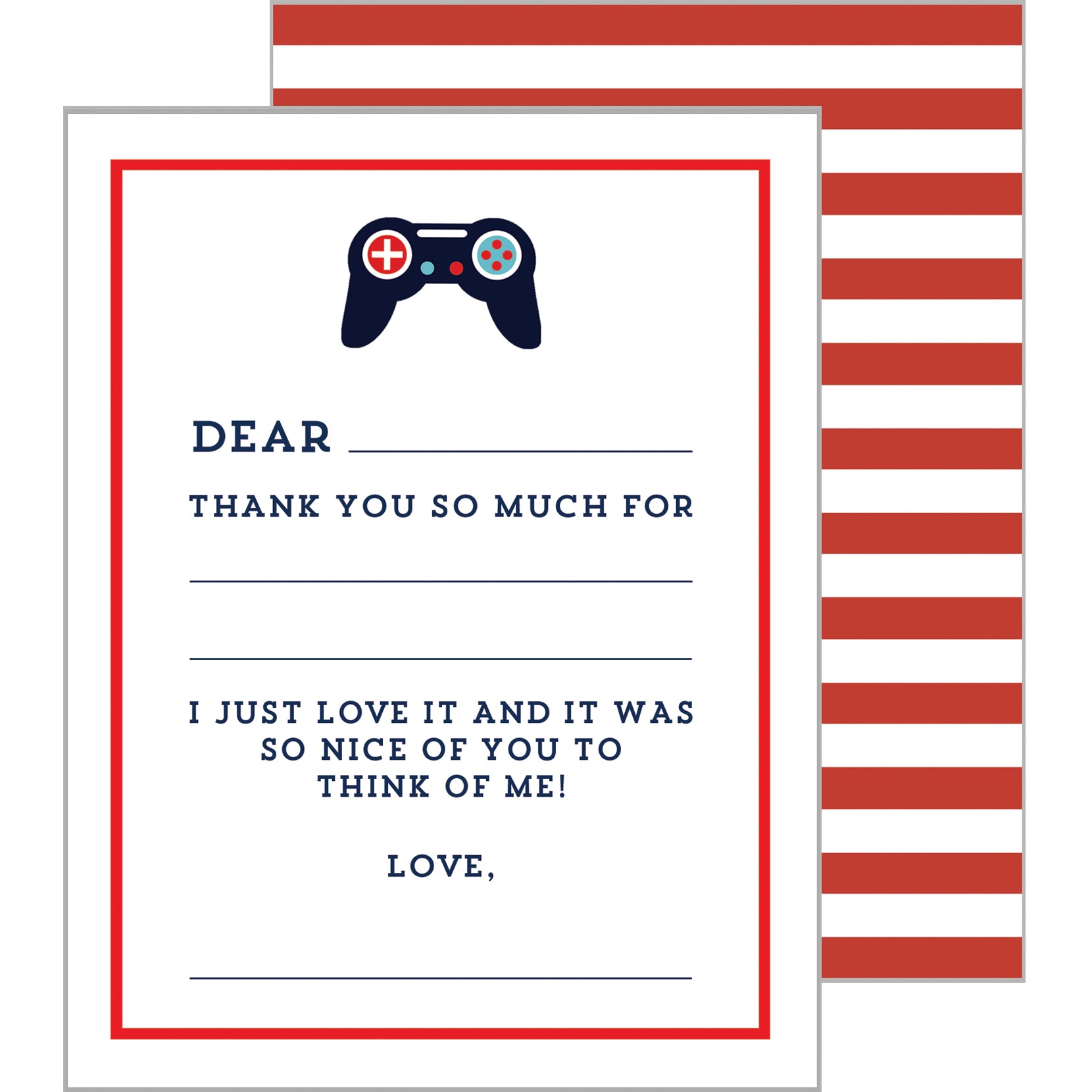 In Stock Fill In the Blank Flat Notecards | Video Game