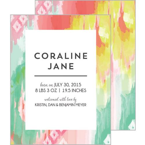 Watercolor Brushstrokes A2 Birth Announcement Card Wholesale