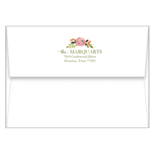 Watercolor Floral Personalized Flat Notecards