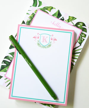 Watercolor Pink Flamingo Personalized Notepad