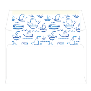 Watercolor Sailboats Photo Birth Announcement Card